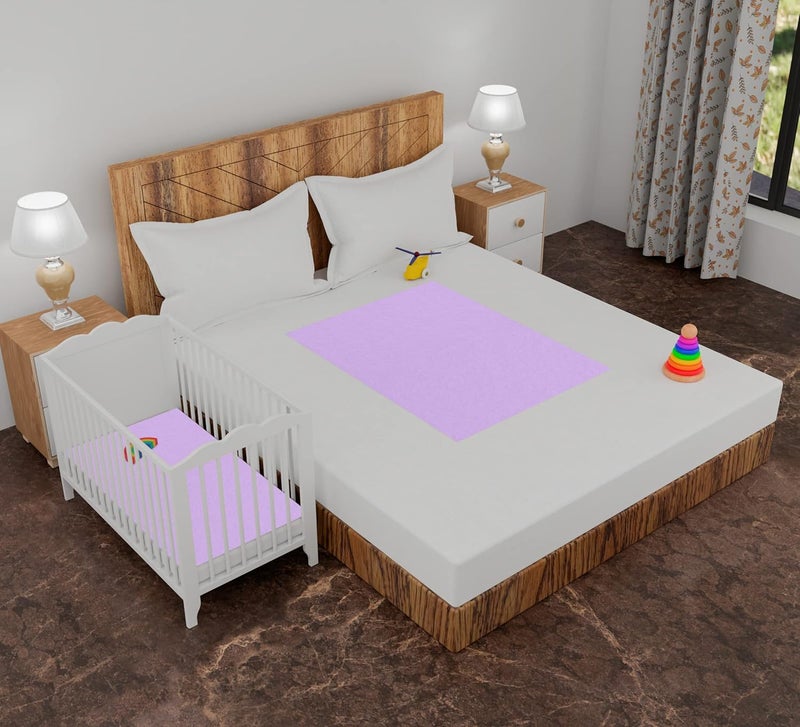 AJISH Baby Bed Protector Reusable 100 Waterproof High Absorbent Faster Dry Sheet Soft Cotton Fabric Best for New Born Babies Toddler Children 140X200CM Light Purple Extra Large Pack of 1 - Image 5