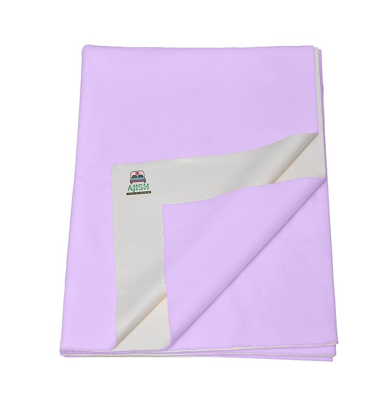 AJISH Baby Bed Protector Reusable 100 Waterproof High Absorbent Faster Dry Sheet Soft Cotton Fabric Best for New Born Babies Toddler Children 140X200CM Light Purple Extra Large Pack of 1 - Image 1