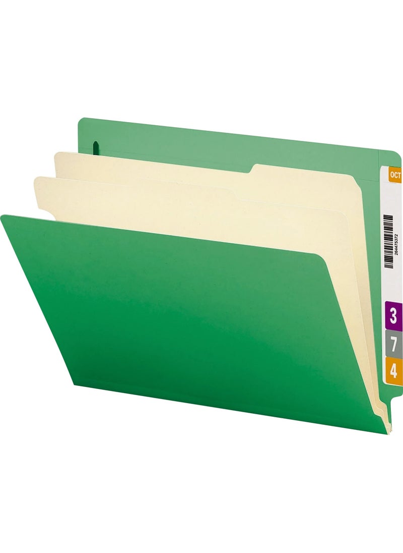 Smead Smead End Tab Classification Folder, Letter, Straight, 2 Dividers, Green, 10 per Box (26837) 