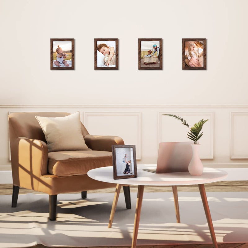 Giftgarden 5x7 Picture Frame Brown Set of 12  Multi Rustic Walnut Wood-Color 5 by 7 Photo Frames Bulk for Wall or Tabletop Display - Image 5