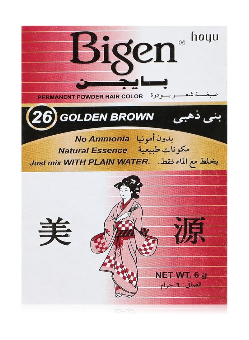 Bigen Powder Permanent Hair Color 26 Golden Brown 6G - Image 1