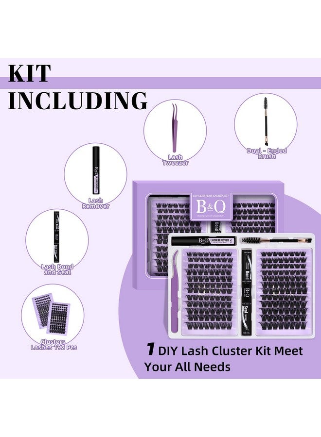 B&qaugen Lash Extension Kit 192 Pcs Eyelash Extension Kit D Curl Lash Clusters Kit Wispy Individual Lash Kit Diy Lash Extension Kit With Lash Glue And Remover Applications (B05+B06, Kit) - Image 2