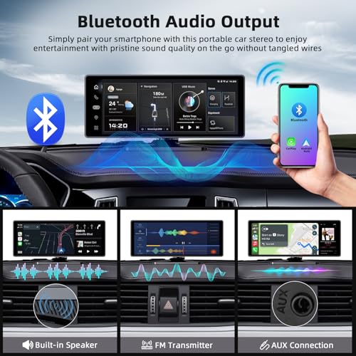 NFOIEIS 10.26 Inch Carplay Screen for Car, Portable Car Play Screen with Wireless Carplay & Android Auto, 4K Dash Cam/1080P Backup Camera/GPS Navigation/Mirror Link/Bluetooth, Portable Carplay with 64GB TF - Image 5