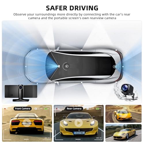 NFOIEIS 10.26 Inch Carplay Screen for Car, Portable Car Play Screen with Wireless Carplay & Android Auto, 4K Dash Cam/1080P Backup Camera/GPS Navigation/Mirror Link/Bluetooth, Portable Carplay with 64GB TF - Image 3