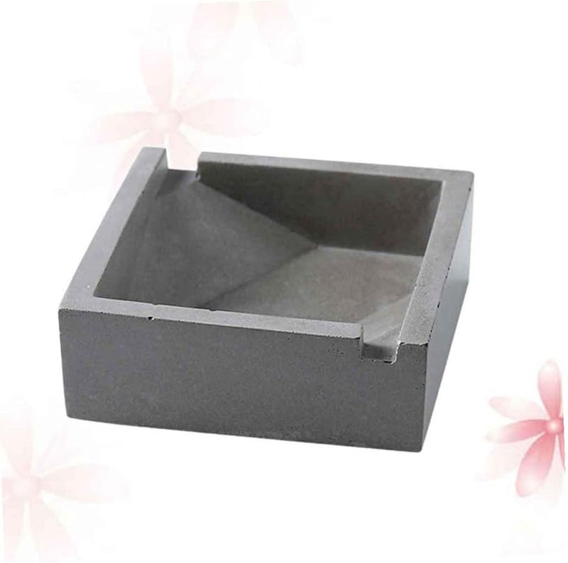 Large Grey Cement Ashtray Stylish Tobacco Jar Home Office Desktop Decoration Gift - Image 2