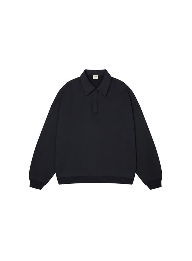 Chinism Ch Sweatshirt For Men, American-style Polo Collar, Heavyweight Vintage Classic Loose Fit, Couple's Long-sleeve Top Cxva13k5059 - Image 5