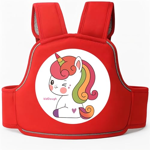 KidDough Baby Safety Belt for Kids | Two Wheeler Bike/Scooty Belt for Kids Safety, Child Harness Safety Belt with Adjustable Baby Carrier for Toddlers & Baby (Cartoon Red) - Image 1