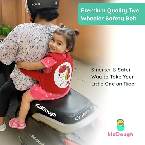 KidDough Baby Safety Belt for Kids | Two Wheeler Bike/Scooty Belt for Kids Safety, Child Harness Safety Belt with Adjustable Baby Carrier for Toddlers & Baby (Cartoon Red) - Image 2
