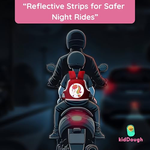 KidDough Baby Safety Belt for Kids | Two Wheeler Bike/Scooty Belt for Kids Safety, Child Harness Safety Belt with Adjustable Baby Carrier for Toddlers & Baby (Cartoon Red) - Image 5