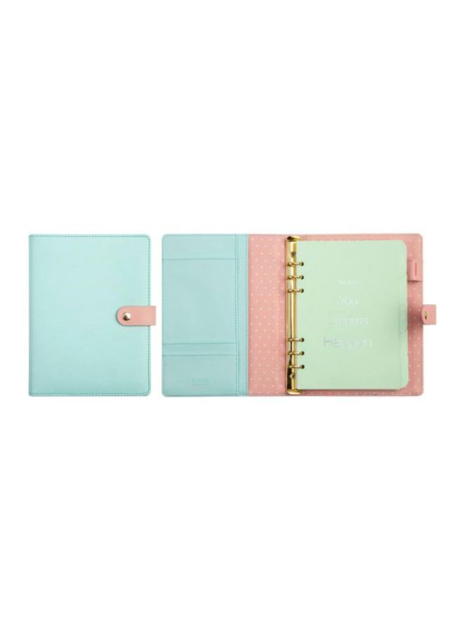 NIBEMINENT Minimalism A5 Ruled Diary Notebook With Lock And Pen Holder Green/Pink - Image 2