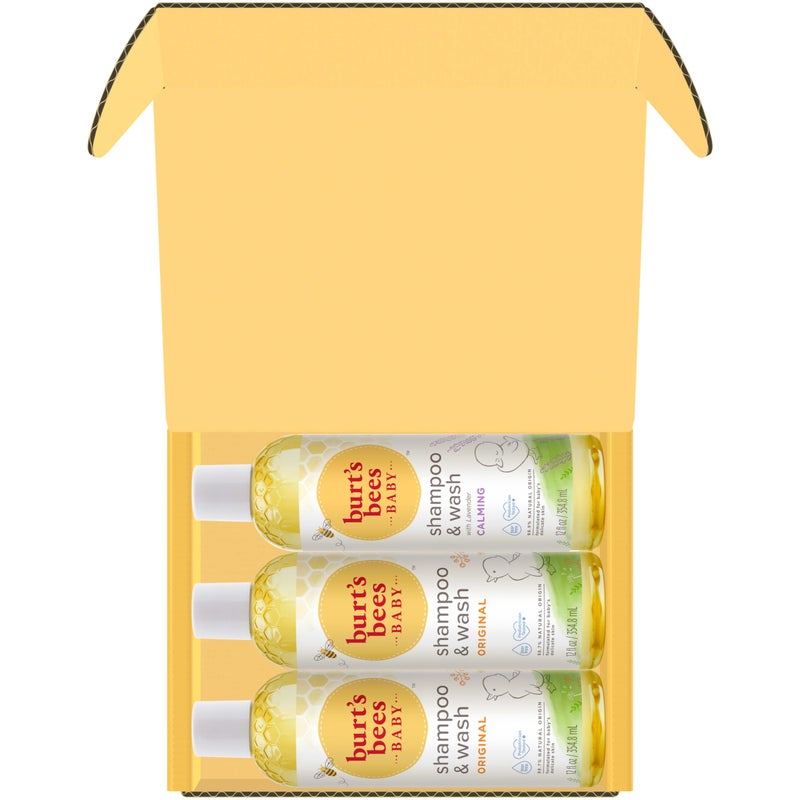 Burt's Bees Burt’s Bees Baby Shampoo and Wash 3-Pack, 2 Original and 1 Calming with Lavender, 12 Fl Oz Each - Image 5