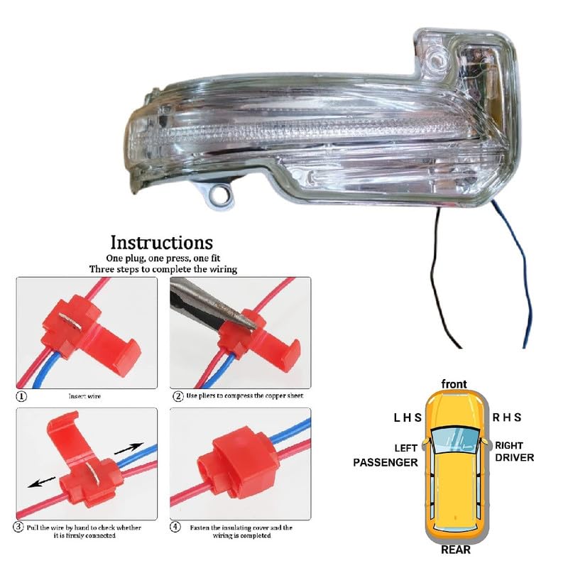 Car Styling-ORVM Side View Mirror Indicator Light/Lamp compatible with Toyota Fortuner 2ND GEN, Innova Crysta 3RD GEN 2016-2021 Model -with Scotch Lock (RIGHT DRIVER SIDE) - Image 3