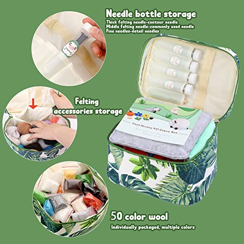 IMZAY Needle Felting Kit, Wool Roving 50 Colors Set with Exquisite Green Storage Bag, Needle Felting Starter Kit, Needle Felting Tools Kit, Wool Felt Tools for Felted Animal Needle Felting Supplies - Image 3