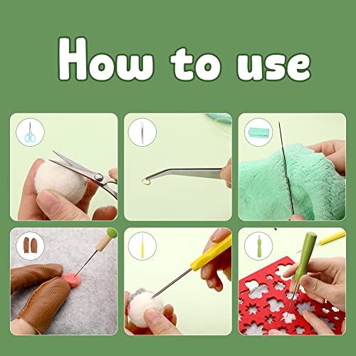 IMZAY Needle Felting Kit, Wool Roving 50 Colors Set with Exquisite Green Storage Bag, Needle Felting Starter Kit, Needle Felting Tools Kit, Wool Felt Tools for Felted Animal Needle Felting Supplies - Image 5