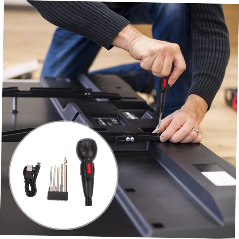 Rechargeable Electric Screwdriver Compact Drill Set with 3 Interchangeable Bits for Home Repair - Image 3