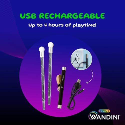 Wandini Glow.0 LED Light Magic Wand – Collapsible Levitation Stick, USB Rechargeable & Patented Design, Balanced LED Flow Prop for Smooth Tricks, Visual Performances with 22 Dynamic Color Modes - Image 4