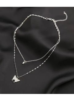Home Clearance Sale Double Layered Butterfly Pendant Necklace for Women, Simple Fashion Alloy, Unplated Daily Wear Accessory, All Season Fit  - Image 2