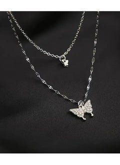 Home Clearance Sale Double Layered Butterfly Pendant Necklace for Women, Simple Fashion Alloy, Unplated Daily Wear Accessory, All Season Fit  - Image 3