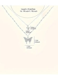 Home Clearance Sale Double Layered Butterfly Pendant Necklace for Women, Simple Fashion Alloy, Unplated Daily Wear Accessory, All Season Fit  - Image 4