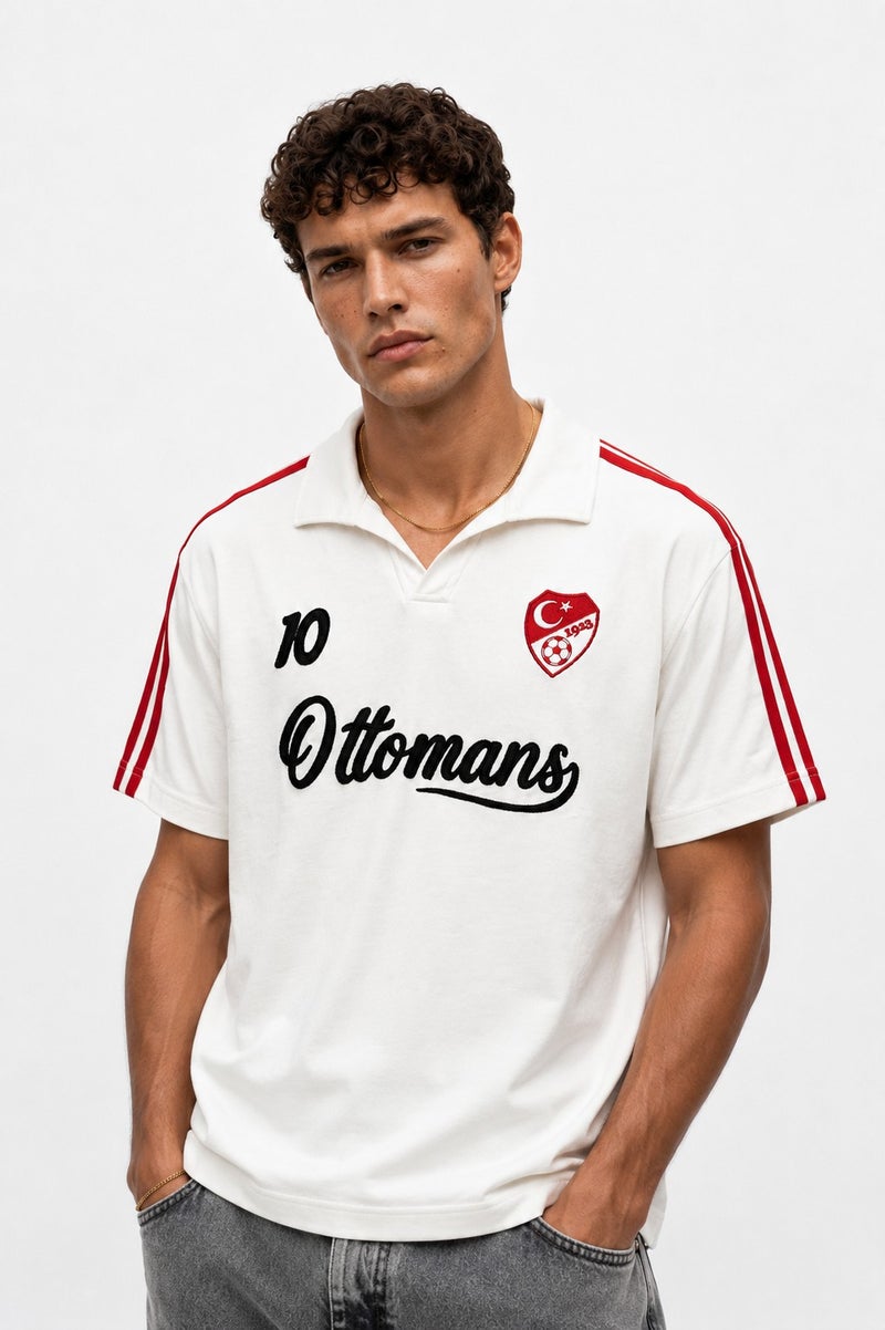 RESPIRE Men's Turkish Retro Jersey T-Shirt, Ecru - Image 1