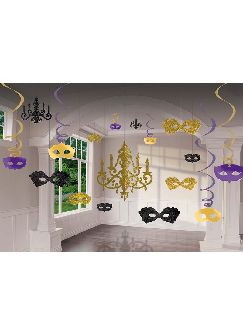Amscan Masquerade Premium Tableware Party Supplies, Includes Cutouts and Decorating Kit for 8 Guests - Image 5