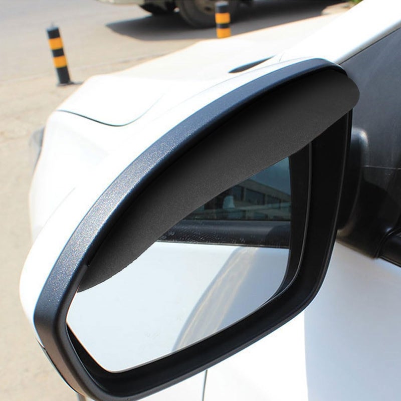 KPFILEH 2PCS Car Rear View Mirror Rain Visor Guard PVC Auto Side Mirror Rain Eyebrow Cover Decoration Waterproof Car Exterior Mirrors Protector Accessories for SUV Truck 104Black - Image 3