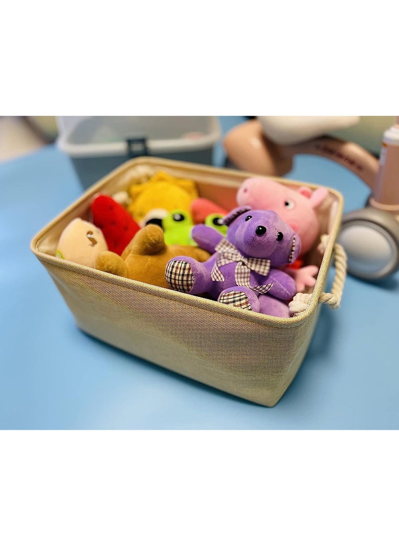 2 Pcs Large Foldable Fabric Storage Baskets with Handles for Clothes Toys Organizing Home Office Laundry Nursery Shelves, Baskets for Gifts, Beige