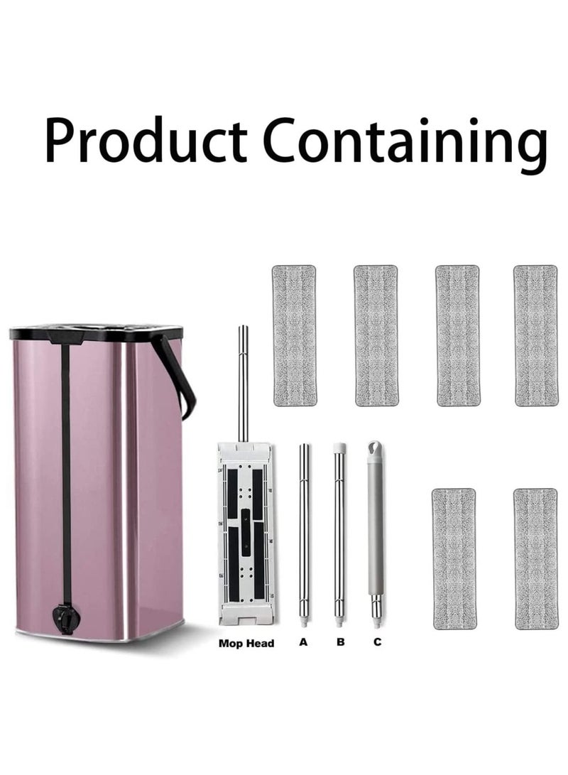LIMOS Floor Cleaner Bucket Mop Set Squeeze Flat 6pcs Washable Reusable Microfiber(Purple) - Image 5