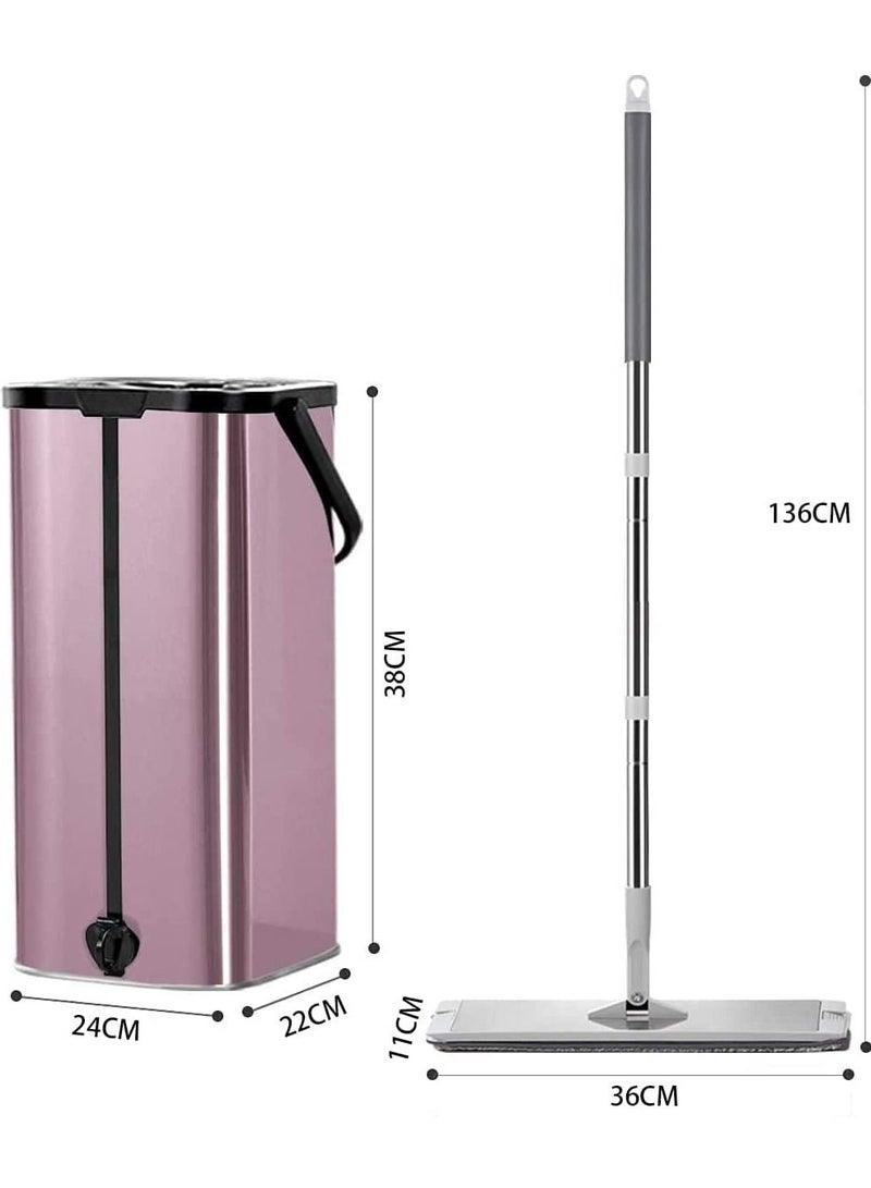 LIMOS Floor Cleaner Bucket Mop Set Squeeze Flat 6pcs Washable Reusable Microfiber(Purple) - Image 2
