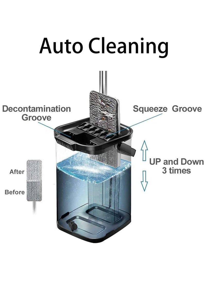 LIMOS Floor Cleaner Bucket Mop Set Squeeze Flat 6pcs Washable Reusable Microfiber(Purple) - Image 4