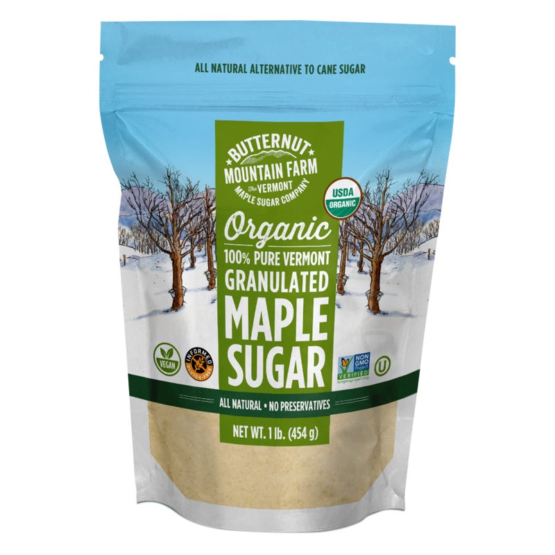 Butternut Mountain Farm 100% Pure Organic VT Maple Sugar, 1LB Bag, Reclosable Pouch - Image 1