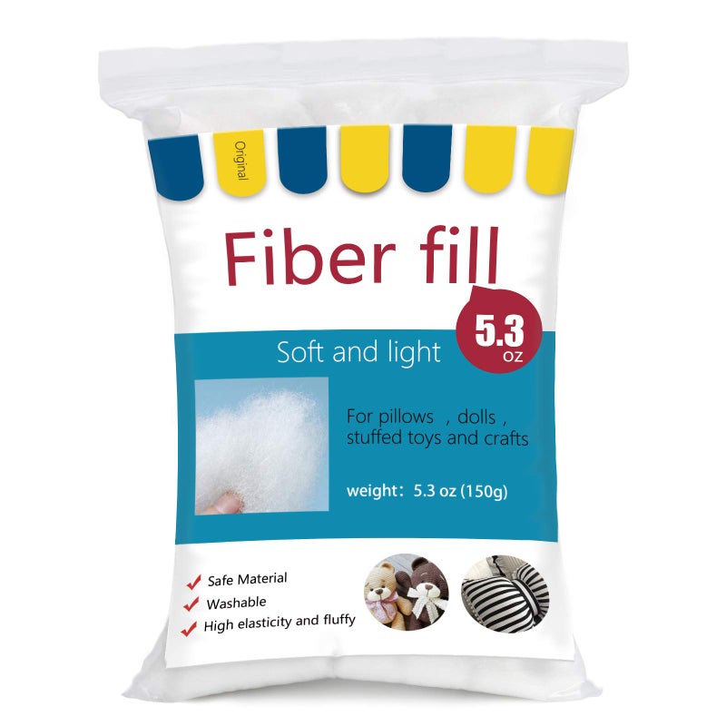 Butuze BUTUZE Polyester Fiber Premium Fiber Fill High Resilience Fill Fiber Stuffing for Small Dolls Part Pillow Comforter DIY 53oz Recyclable Natural White 150g 