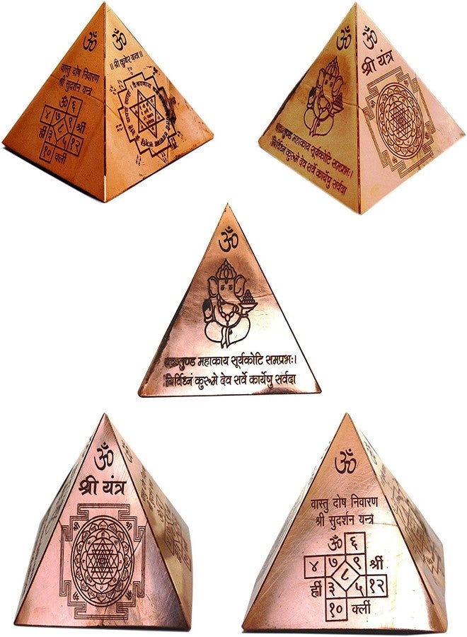 Nature Blaze Organic Herbs Copper Vastu Pyramid with Syllable Mantra with Ganesha Figure, Shri Vaastu Dosh Nivaaran, Shri Kuber Mantra - Image 1