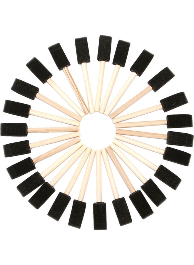 NIBEMINENT 25-Piece Wooden Handle Lightweight Foam Brush Set Multicolour - Image 1