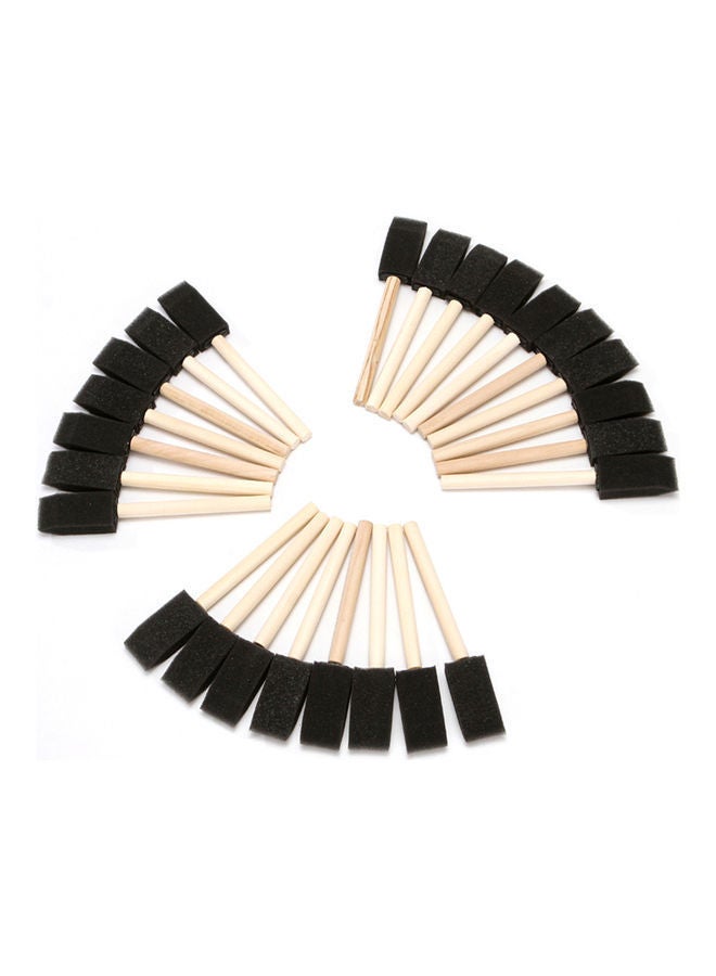 NIBEMINENT 25-Piece Wooden Handle Lightweight Foam Brush Set Multicolour - Image 4