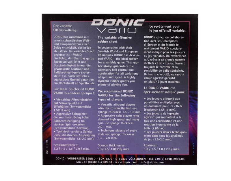 donic مطاط تنس الطاولة فاريوا، اللون - أسود - Image 2