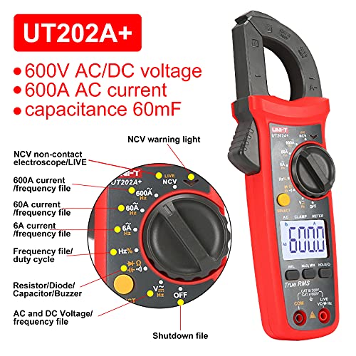 UNI-T UT202A+ Digital Multimeter 6000 Counts Auto Range True RMS clamp Meter - Image 4