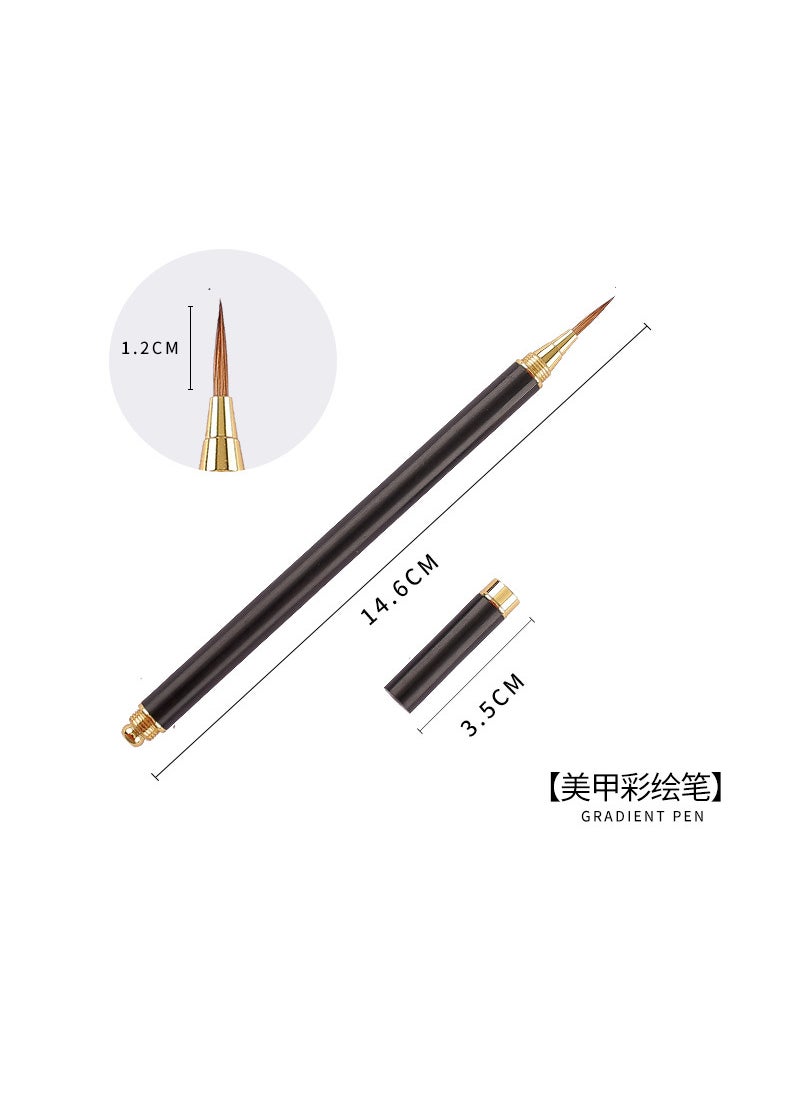 Generic - New Japanese French Manicure Pen Watercolor Pen Mink Brush Gouterstroke Watercolor Nail Shop Crystal Pen Set Black wood pole Black wood pole - Image 1