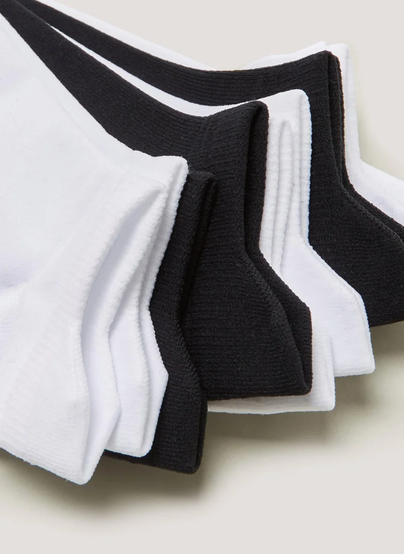 Matalan 5 Pack Black & White Microfibre Trainer Socks
