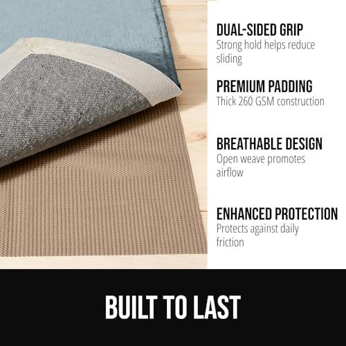 GORILLA GRIP Premium Dual Sided Thick Rug Gripper Pad for Hardwood Floors Breathable Slip Resistant Pad Grips Under Carpet Area Rugs for Hard Surface Floor Protection Easy Trim Mats 2x3 Beige - Image 3