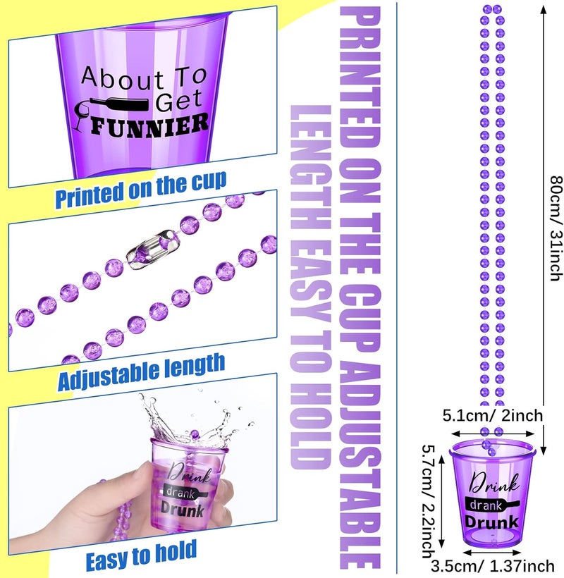 Trnayi 27 Pcs Shot Glass Necklaces Cups Bulk Plastic Shot Glass on Beaded Necklace Naughty for Adults and Teens Birthday Gifts Wedding Halloween Party Supplies - Image 2