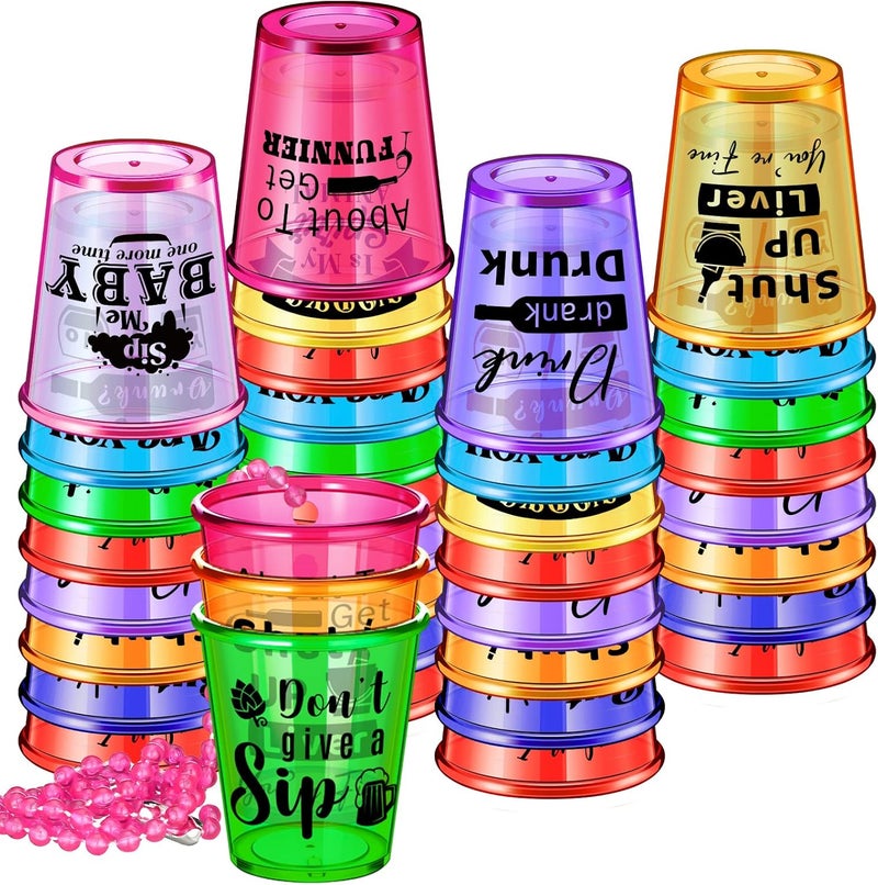 Trnayi 27 Pcs Shot Glass Necklaces Cups Bulk Plastic Shot Glass on Beaded Necklace Naughty for Adults and Teens Birthday Gifts Wedding Halloween Party Supplies - Image 4