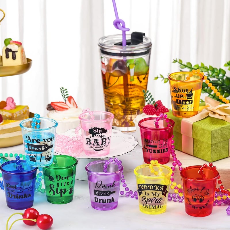Trnayi 27 Pcs Shot Glass Necklaces Cups Bulk Plastic Shot Glass on Beaded Necklace Naughty for Adults and Teens Birthday Gifts Wedding Halloween Party Supplies - Image 5