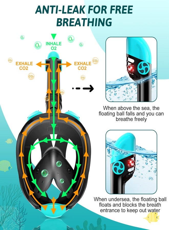 Viginsul Snorkeling Gear for Adults, Panoramic View Full Face Snorkel Mask with Foldable Dry Top System & Adjustable Swim Fins, Snorkel Set Anti-Fog & Anti-Leak - Image 3