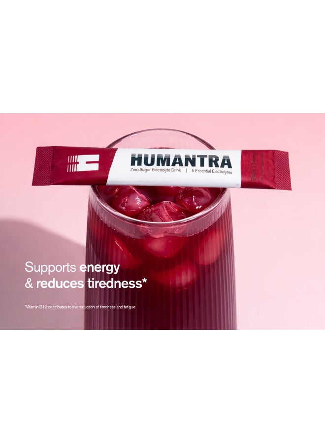 Humantra Black Cherry Electrolyte Hydration | Zero Sugar, Vitamin C + B12 w/ Magnesium - Image 2