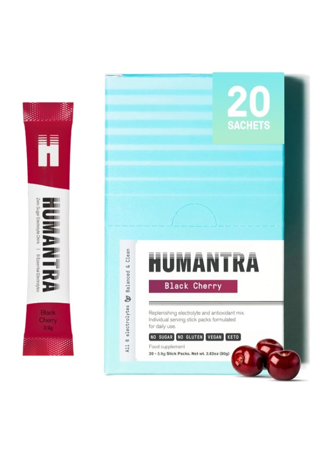 Humantra Black Cherry Electrolyte Hydration | Zero Sugar, Vitamin C + B12 w/ Magnesium - Image 1