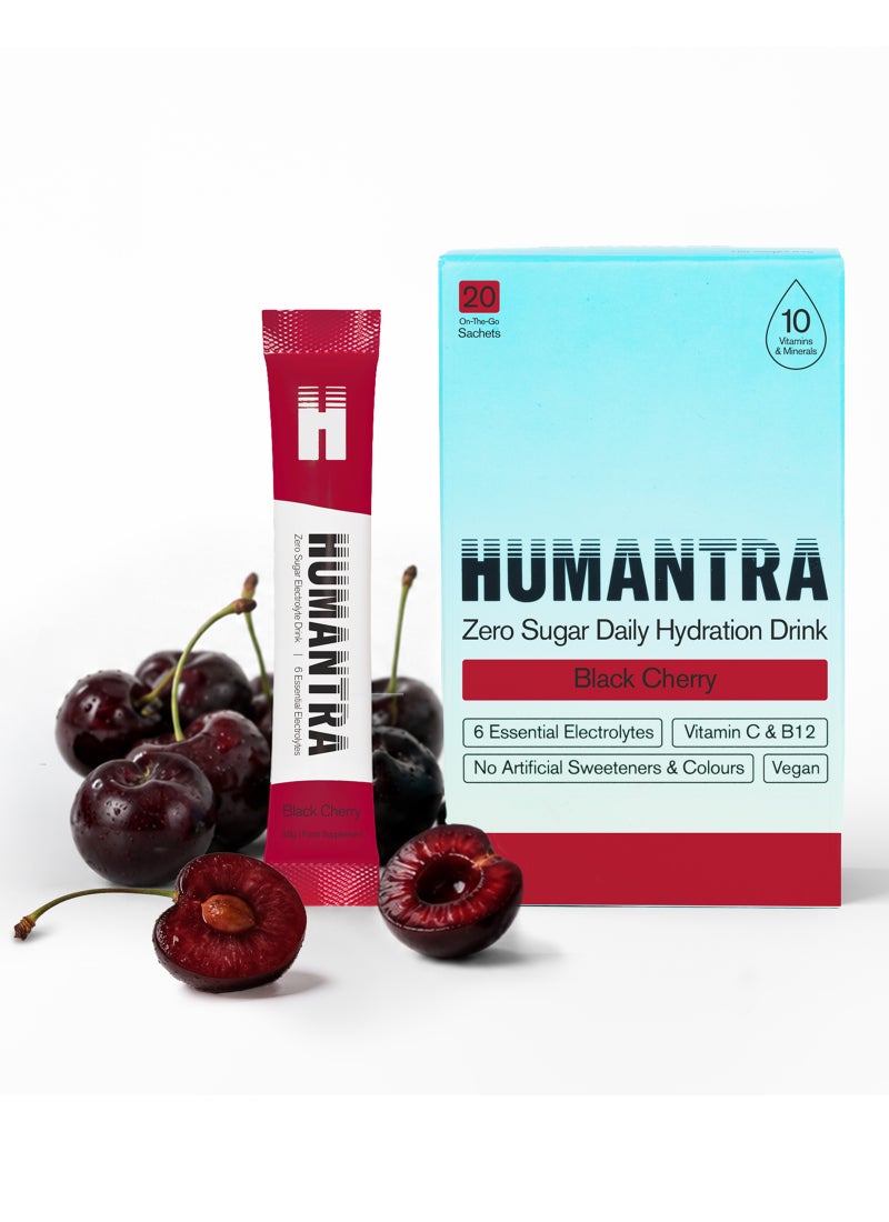Humantra Black Cherry Electrolyte Hydration Drink Sachets - Image 1