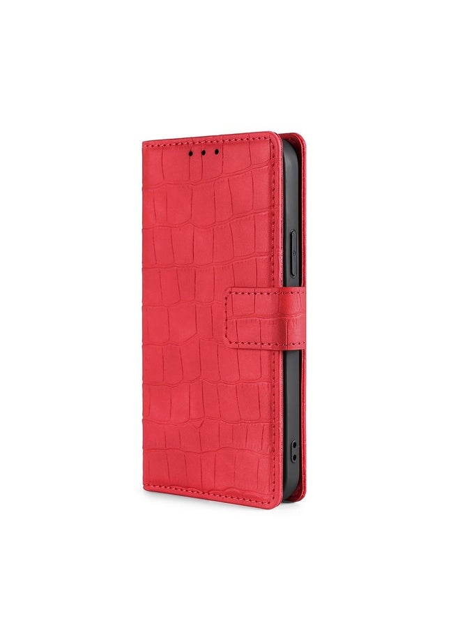 HuHa Case Cover For OPPO Realme V5 5G / Realme Q2 Skin Feel Crocodile Texture Magnetic Leather Phone Case(Red) - Image 2