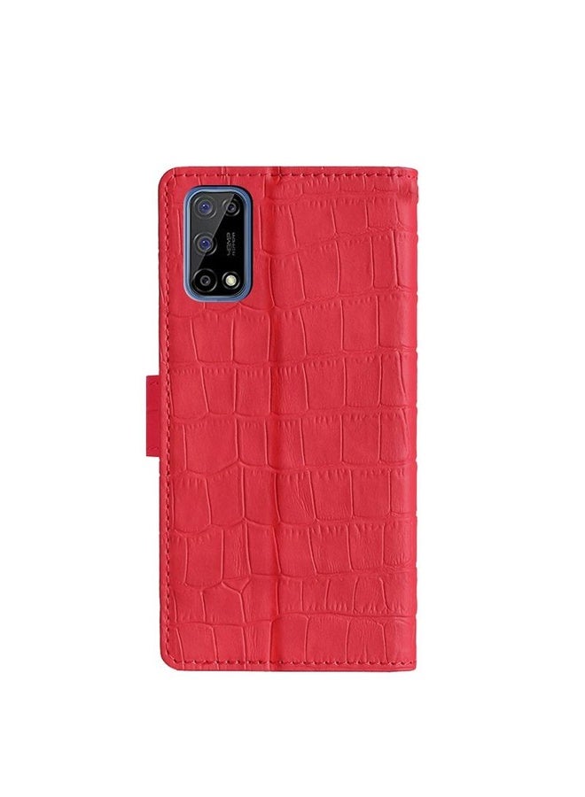 HuHa Case Cover For OPPO Realme V5 5G / Realme Q2 Skin Feel Crocodile Texture Magnetic Leather Phone Case(Red) - Image 3
