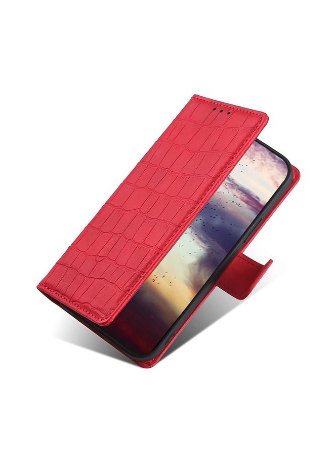 HuHa Case Cover For OPPO Realme V5 5G / Realme Q2 Skin Feel Crocodile Texture Magnetic Leather Phone Case(Red) - Image 4